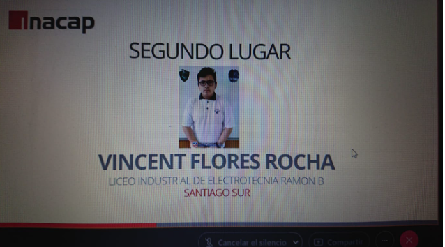 Vincent Flores, estudiante del Liceo Bicentenario Industrial de Electrotecnia Ramón Barros Luco obtiene el segundo lugar en la competencia Desafío TP 2021